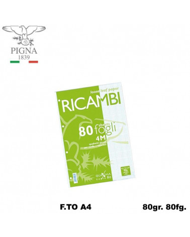 PIGNA RICAMBIO A4 BIANCO 80FG. 4MM