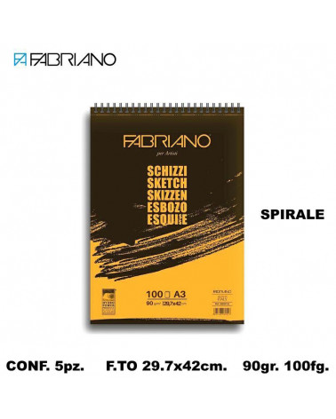 FABRIANO SCHIZZI 29,7X42 5PZ. BLOCCO SPIRALE