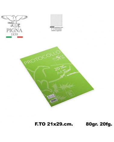 PIGNA PROTOCOLLO 80GR.A4 20FG. 4MM