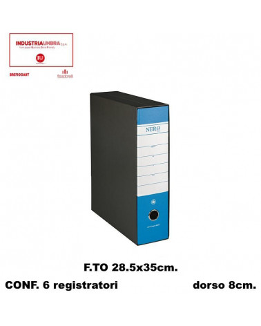 BREFIOCART REGISTRATORE NERO 28X35 DORSO 8 AZZURRO