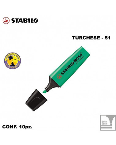 STABILO BOSS ORIGINAL TURCHESE 51-EVIDENZIATORE [10PZ]