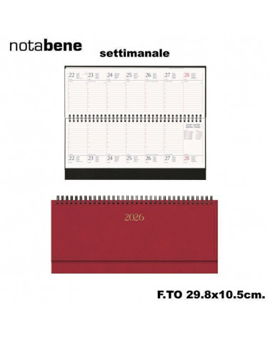 NOTABENE PLANNING SETTIMANALE 29,8X10,5 1003C MADRID ROSSO CARDINALE