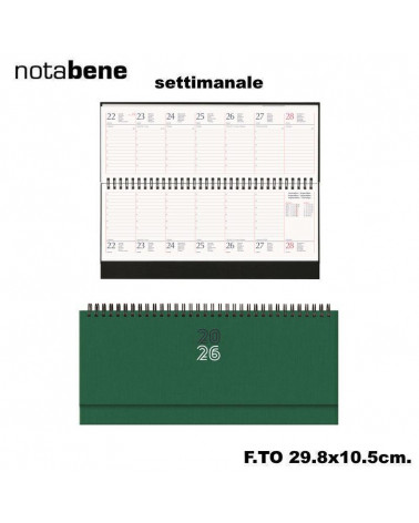 NOTABENE PLANNING SETTIMANALE 29,8X10,5 304C CARIBE VERDE