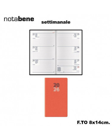 NOTABENE AGENDA SETTIMANALE 8X14 317C CARIBE ARANCIONE