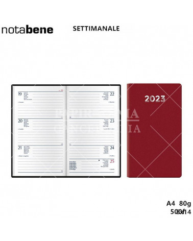 NOTABENE AGENDA SETTIMANALE 8X14 403C GOMMATO ROSSO