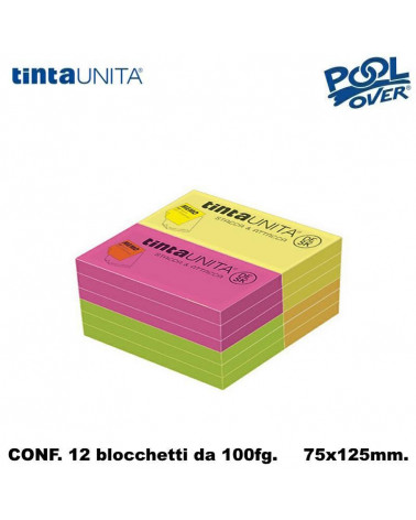 TINTA UNITA DESK FOGLI RIPOSIZIONABILI 75x125 100fg.FLUO [12PZ]
