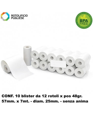 ROTOLO 57MM.TERMICO SENZA ANIMA 48gr.120PZ.