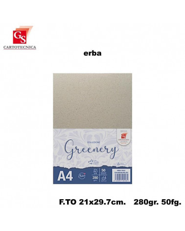 GS CARTONCINI A4 GREENERY ERBA 50PZ.280GR.