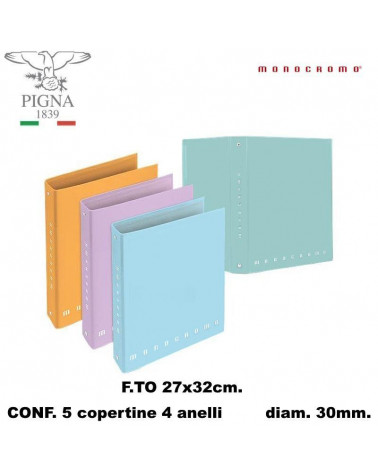 MONOCROMO COPERTINA A4 4 ANELLI PASTEL [5PZ]