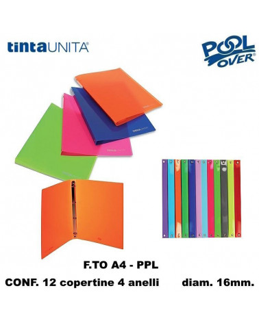 TINTA UNITA COPERTINA A4 PPL 4 ANELLI 016 97922 [12PZ]