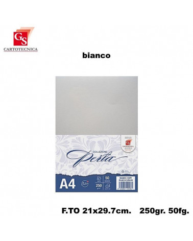GS CARTONCINI A4 PERLA BIANCO 50PZ.250GR.