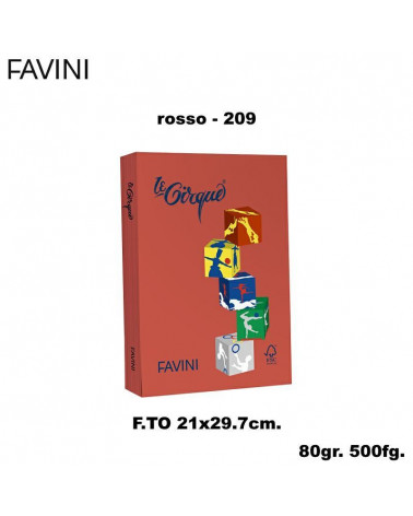 FAVINI CARTA A4 80gr.500fg.LE CIRQUE ROSSO-FORTE-FOTOCOPIE