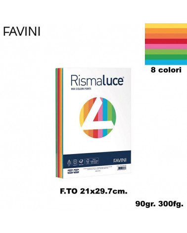 FAVINI RISMALUCE MIX A4 90gr.300fg.ASSORTITA-FOTOCOPIE