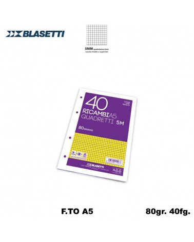 BLASETTI RICAMBIO A5 BIANCO 80gr.40fg.5MM