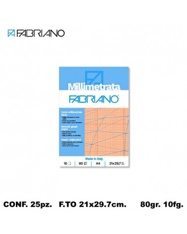 FABRIANO BLOCCO MILLIMETRATO 21x29.7 10fg.[25PZ]