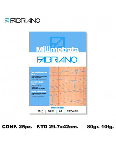 FABRIANO BLOCCO MILLIMETRATO 29.7x42 10fg.[25PZ]