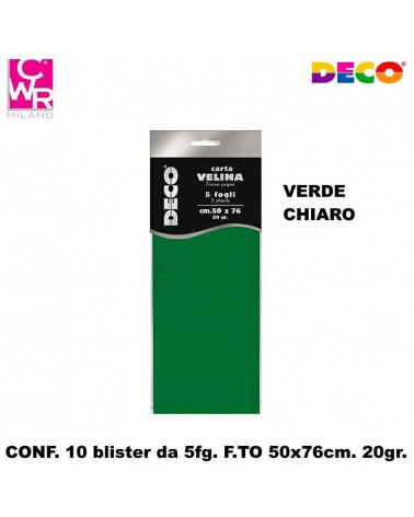 CWR VELINA COLORATA 5FG.50X76 VERDE CHIARO [10PZ]
