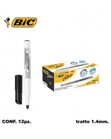BIC MARCATORE VELLEDA 1741 12PZ. NERO-P.TONDA-JUNIOR