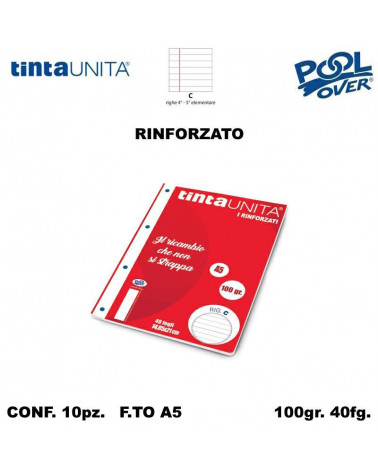 TINTA UNITA RICAMBIO A5 RINFORZATO POOL C 90431 [10PZ]