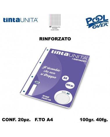 TINTA UNITA RICAMBIO A4 RINFORZATO POOL 4F 90298 [20PZ]