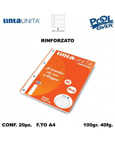 TINTA UNITA RICAMBIO A4 RINFORZATO POOL B 90291 [20PZ]