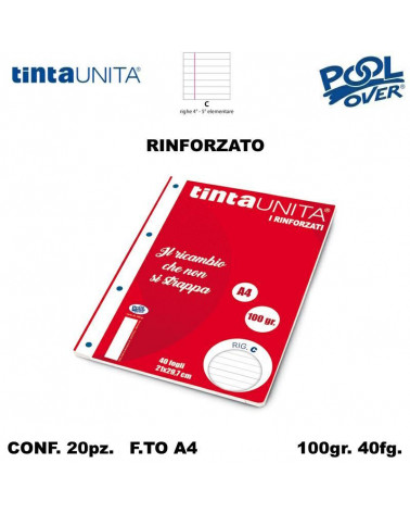 TINTA UNITA RICAMBIO A4 RINFORZATO POOL C 90292 [20PZ]