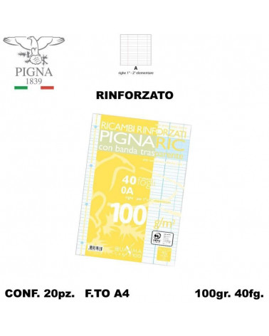 PIGNA RICAMBIO A4 RINFORZATO A [20PZ]