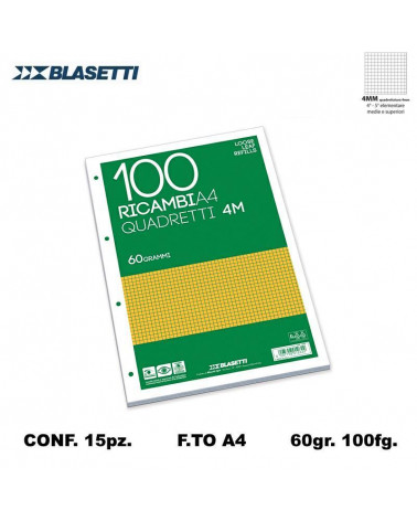 BLASETTI RICAMBI A4 100FG.60GR.15PZ.4MM 1205