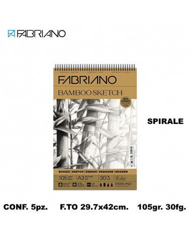 FABRIANO BLOCCO BAMBOO SPIRALE A3 105gr.30fg.DISEGNO [5PZ]