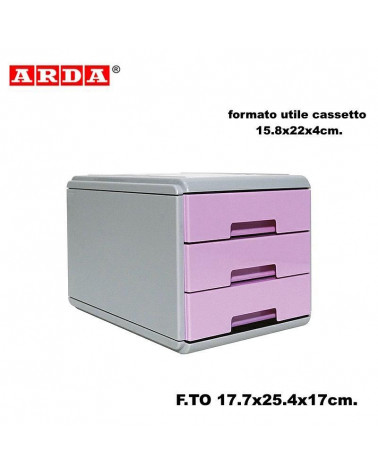 ARDA MINI CASSETTIERA PASTEL 3 CASSETTI LILLA