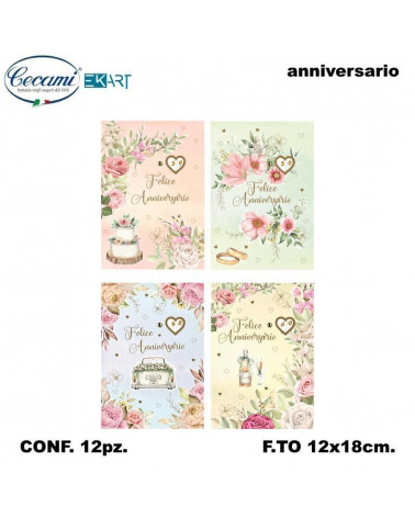 CECAMI BIGLIETTI FELICE ANNIVERSARIO DOPPIA ROTELLA 10191 [12PZ]