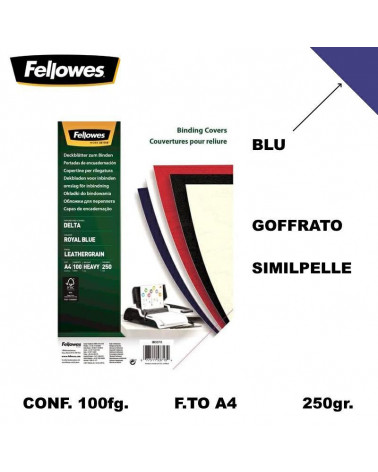 FELLOWES COVER A4 240gr.100fg.BLU-CARTONCINO RILEGARE