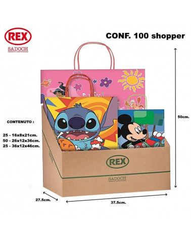 SADOCH ESP 100 BUSTE REGALO CON MANICO ALLEGRA DISNEY