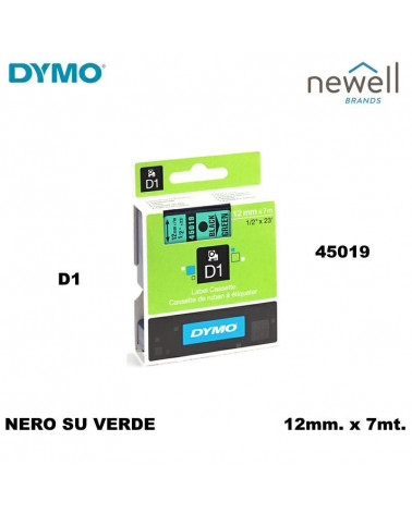 DYMO NASTRO 12MM.X7MT.45019 D1 NERO/VERDE