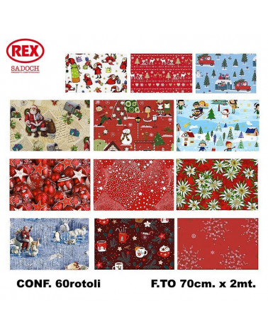 REX CARTA REGALO CAT & FOX NATALE ROTOLI mt2x0,7 60pz.