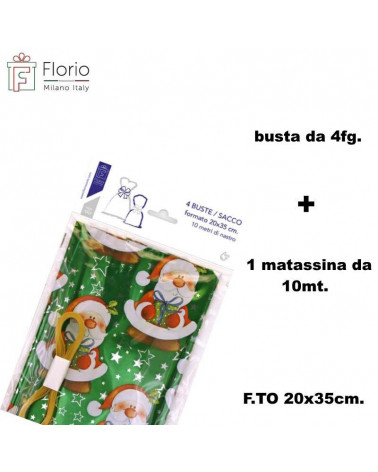 BUSTE REGALO PPL METAL 20x35 PZ.4 + 1 MATASSINA