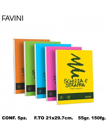 FAVINI SCHIZZA E STRAPPA 21X29,7  BLOCCO [5PZ]