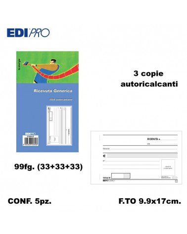 EDIPRO RICEVUTE GENERICHE 9,9X17 3C. E5564CT [5PZ]