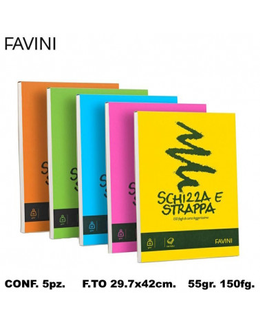 FAVINI SCHIZZA E STRAPPA 29,7X42  BLOCCO [5PZ]