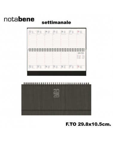 NOTABENE PLANNING SETTIMANALE 29,8X10,5 559C VERTIGO GRIGIO SCURO