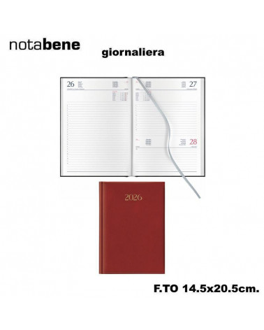 NOTABENE AGENDA GIORNALIERA S/D 14,5X20,5 1003C MADRID ROSSO CARDIN.