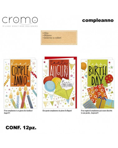 CROMO BIGLIETTI COMPLEANNO BC.8146 [12PZ]