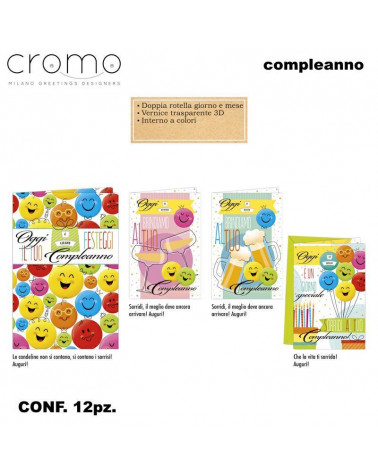 CROMO BIGLIETTI COMPLEANNO BC.9079 [12PZ]