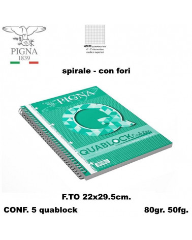 QUABLOCK A4 SPIRALE 4MM-RINFORZATO [5PZ]