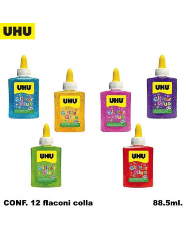 UHU COLLA GLITTER GLUE BOTTLE 12pz.