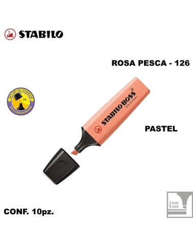 STABILO BOSS PASTEL ROSA PESCA 126-EVIDENZIATORE [10PZ]