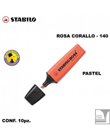 STABILO BOSS PASTEL ROSA CORALLO 140-EVIDENZIATORE [10PZ]