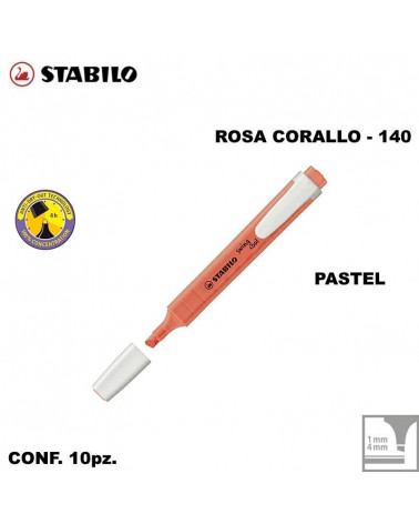 STABILO SWING COOL PASTEL ROSA CORALLO EVIDENZIATORE-140 [10PZ]