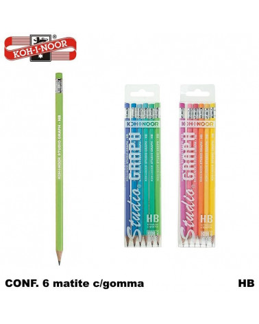 KIN ASTUCCIO 6 MATITE C/GOMMA HB PASTEL DH3706-THB