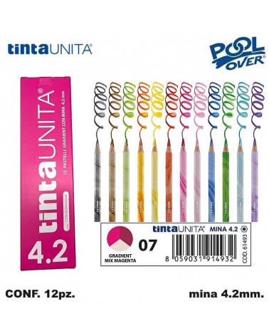 TINTA UNITA PASTELLO MINA 4.2MM. GRADIENT MAGENTA 07 [12PZ] 61493